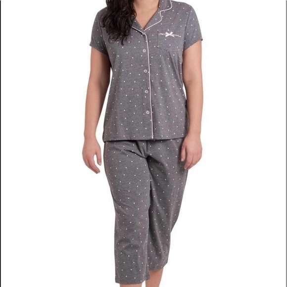 Laura Ashley NWT polka dot Spot Notch Collar Capri pajama Set  top and pants S - Picture 7 of 7